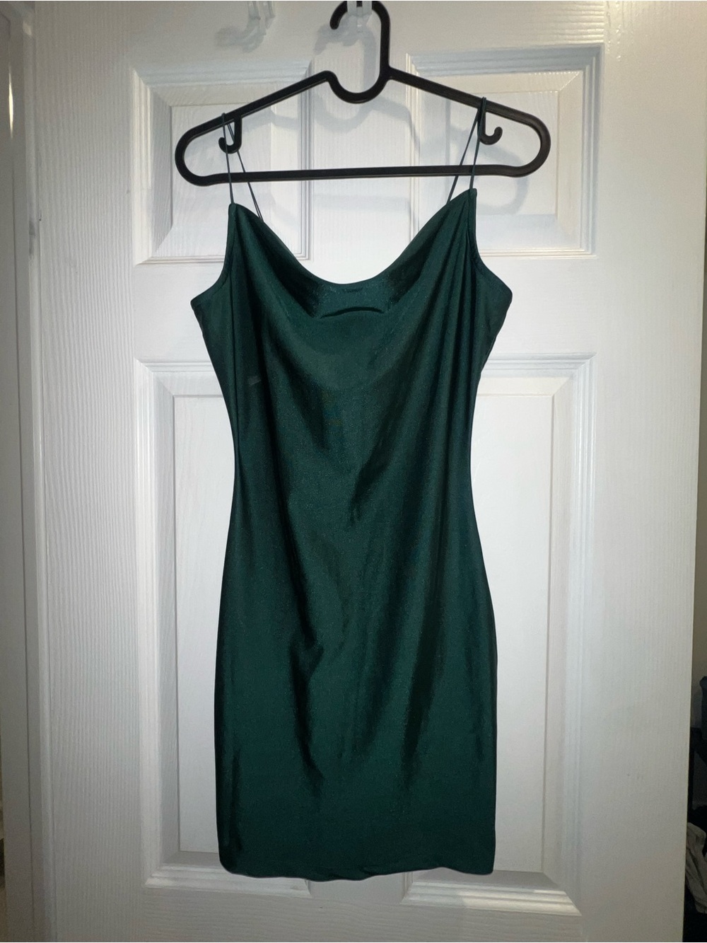 Forest Green Slip Dress with slight Cowl Neck